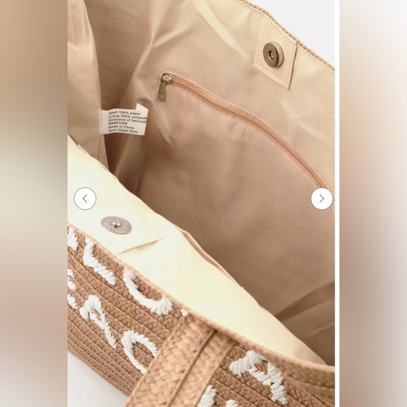 NWT Sol And Mer, Aloha Beaches Braided Straw Tote, Tan - Picture 3 of 9